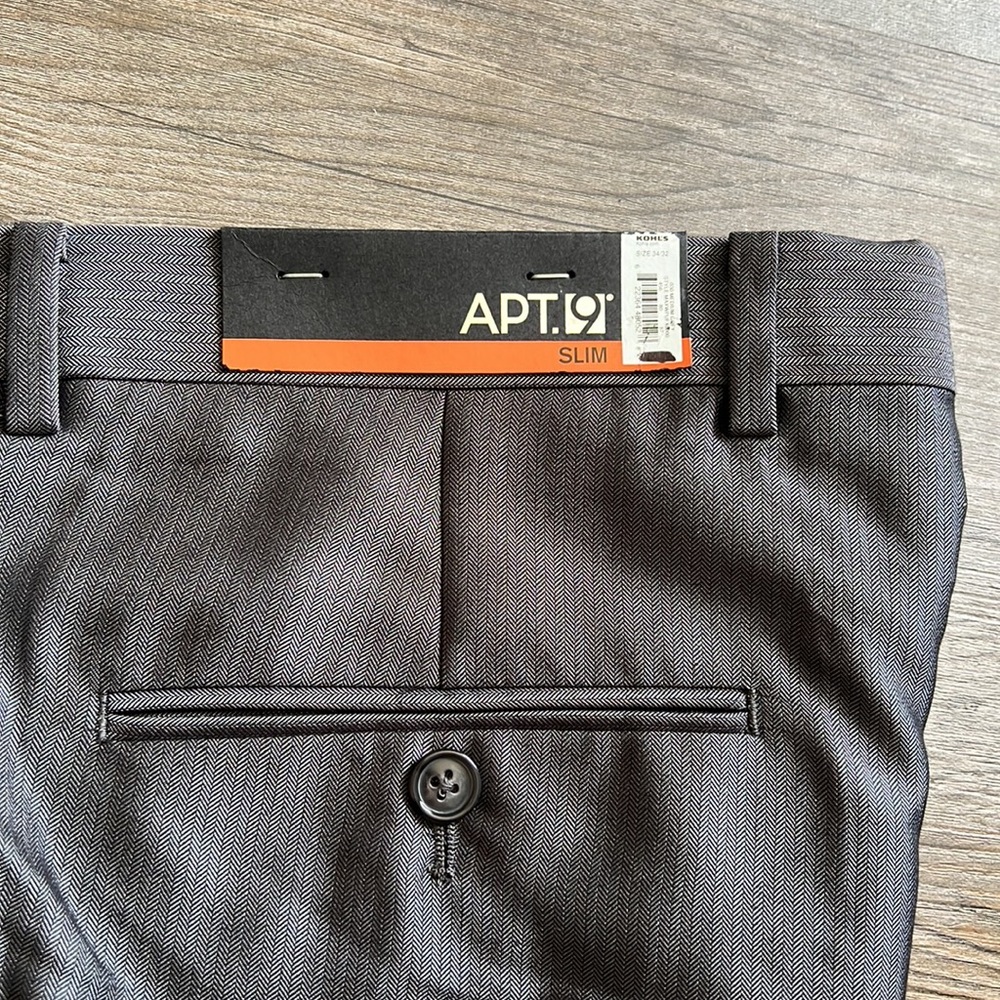✨NWT Apt.9 men dress pants Gray slim fit Size 34/32 - Picture 3 of 8